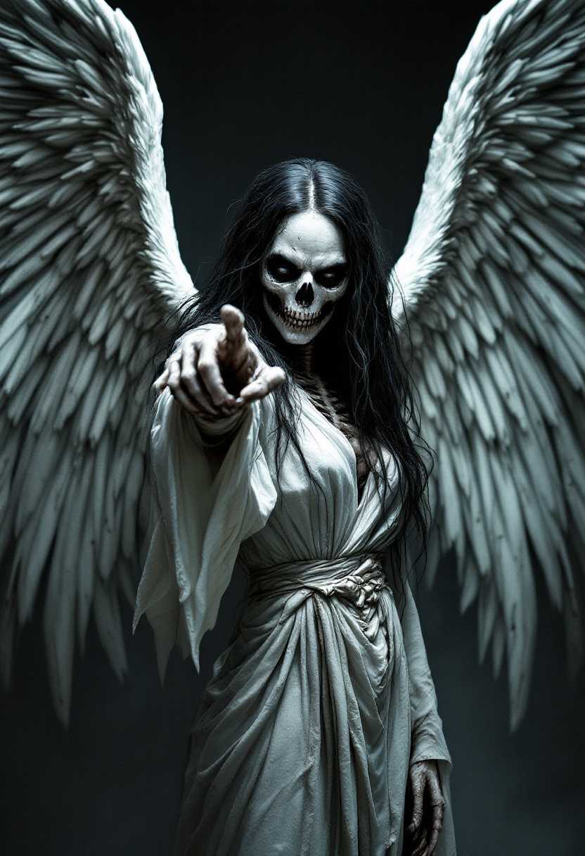 Angelic Undead A Skeletal Figure with Wings