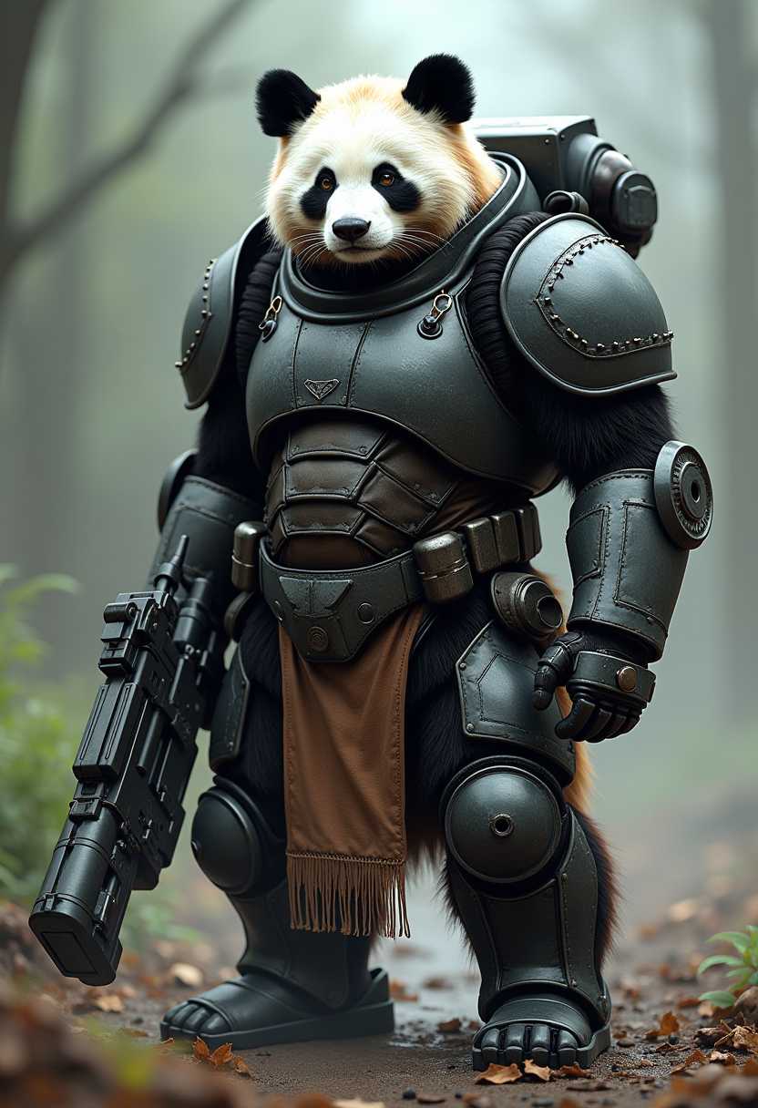 Panda in Armor A Striking Contrast of Nature and Technology