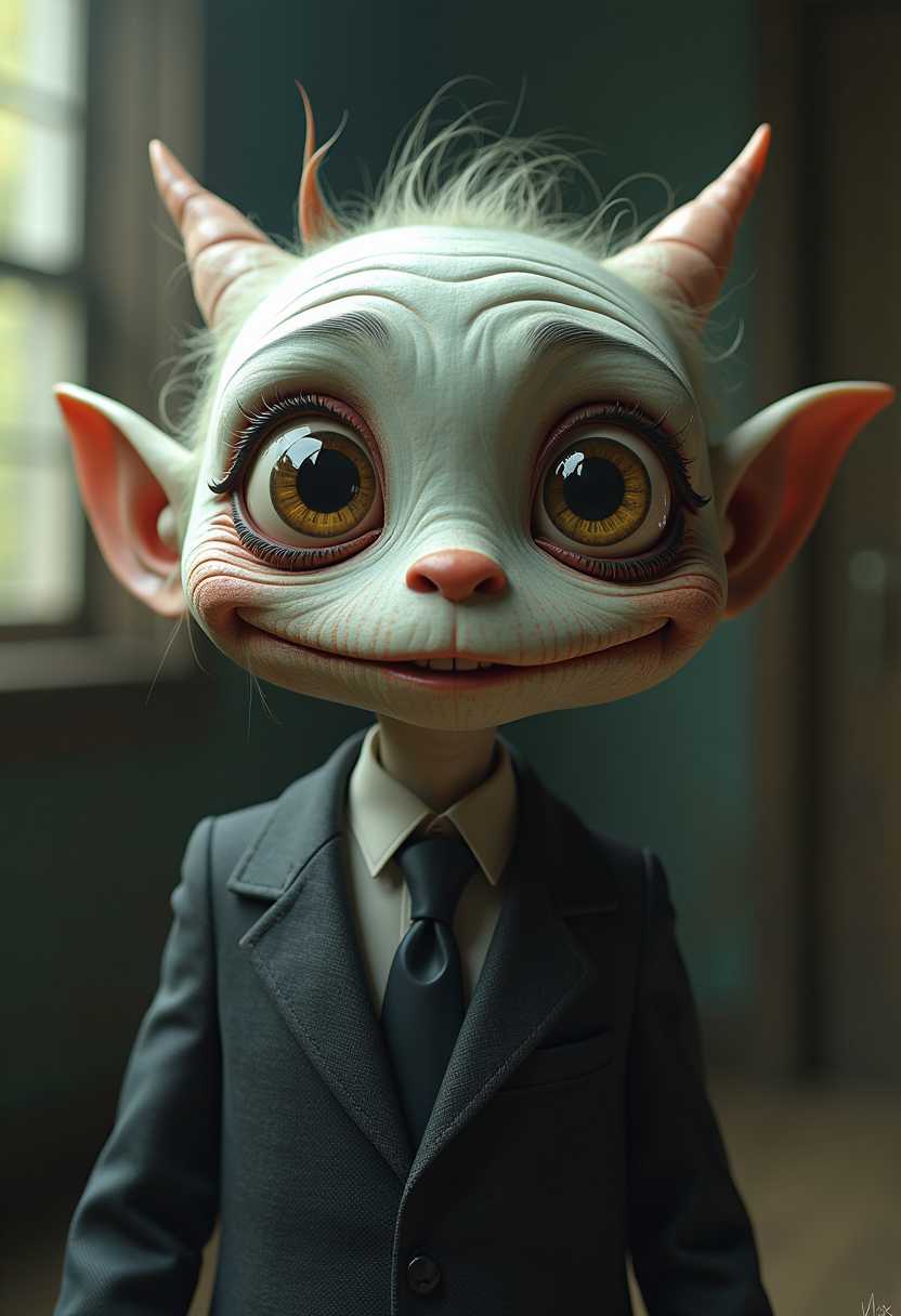 Cgi weird spooky fun loving pixar creature surreal hyperrealistic.