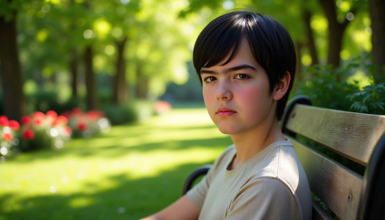 Contemplative Teenager in Park A Serene Moment