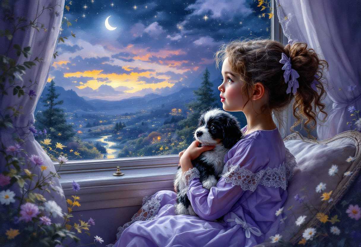 **Twilight Gaze: A Girl and Her Dog**