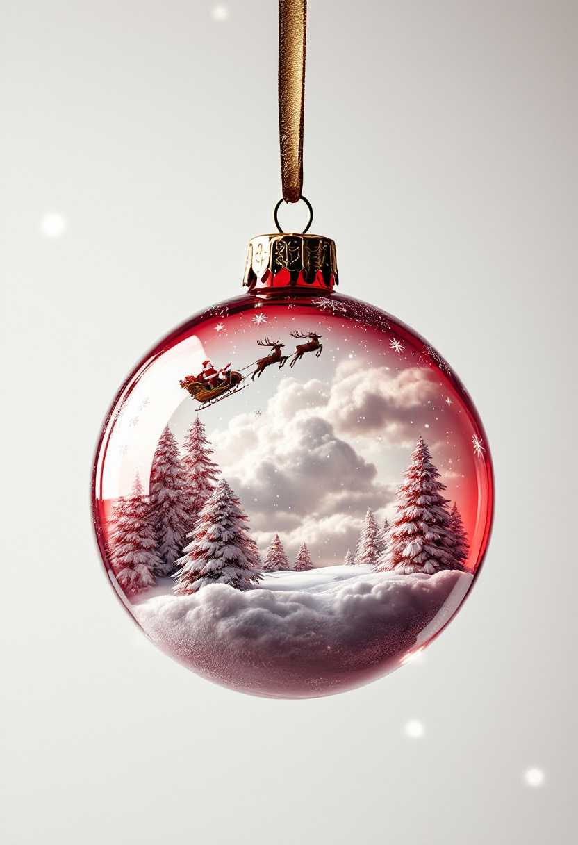 Santa Claus Ornament with Snowy Christmas Scene
