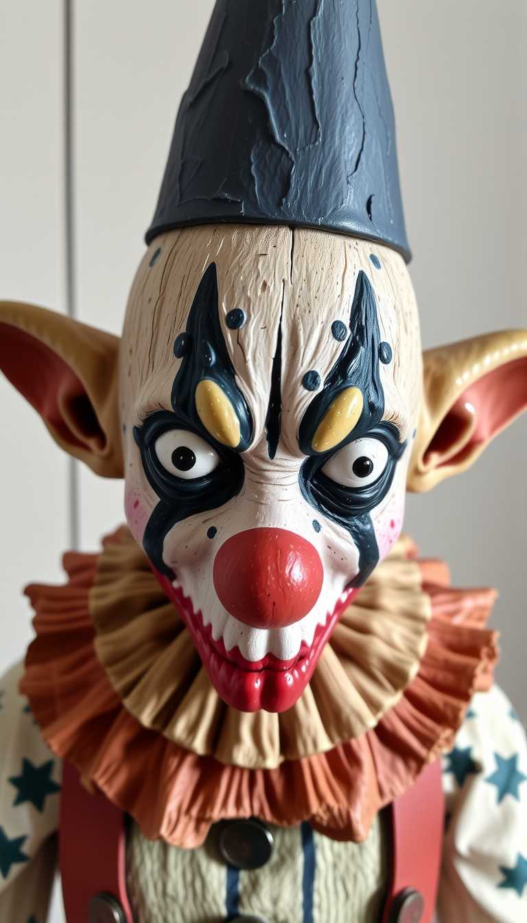 Clown Mask with Red Nose and Pointed Ears
