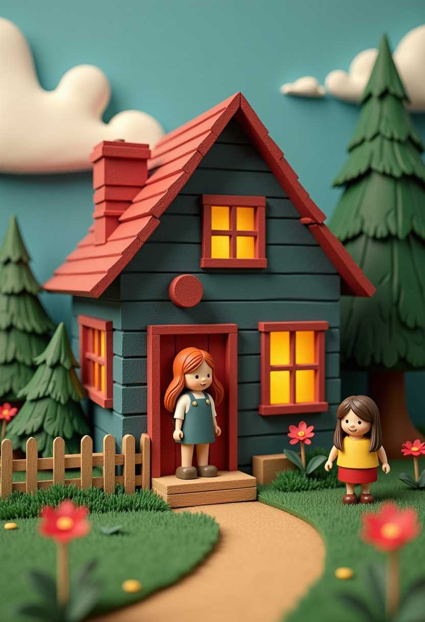 This image features simplified 3d characters and scenery that appears to be painted wood. the house that jack built