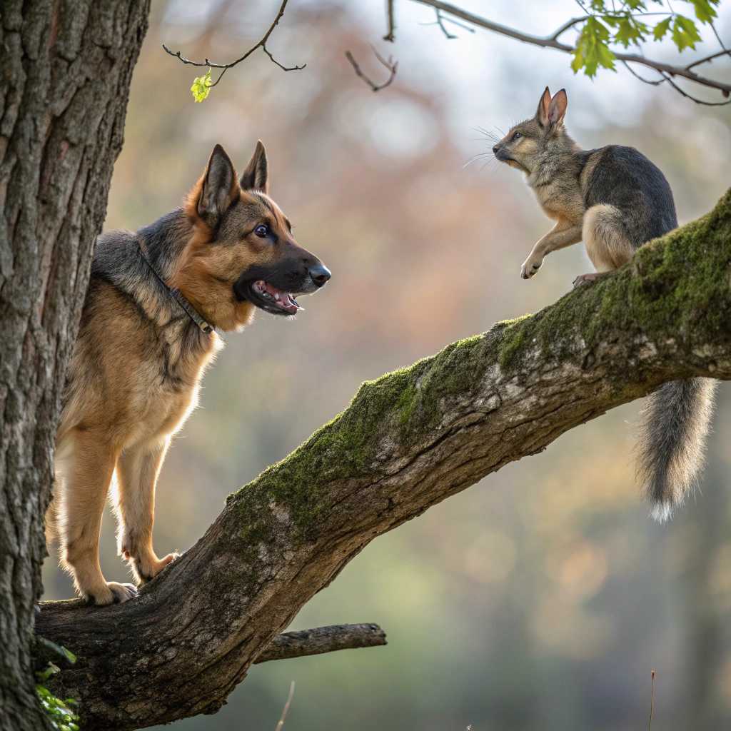 german shepherd squirrel