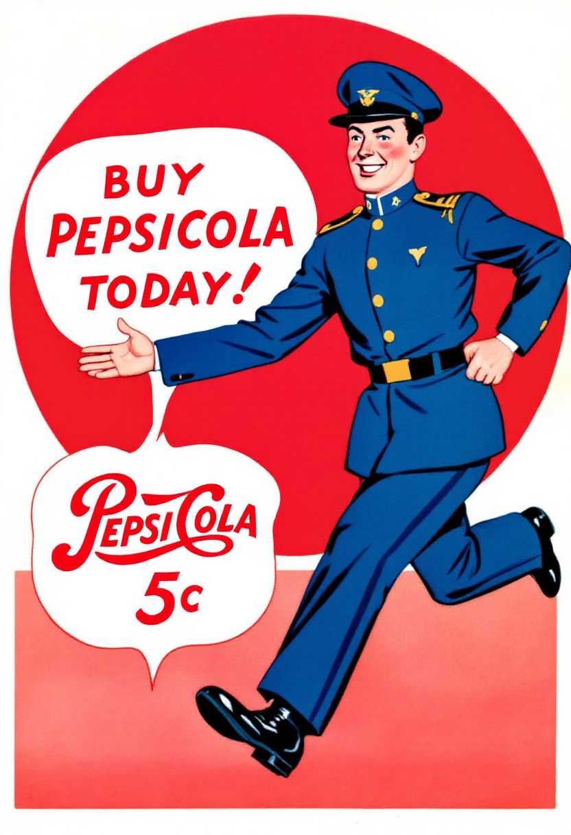Dynamic Pepsi-Cola Advertisement with Military Figure