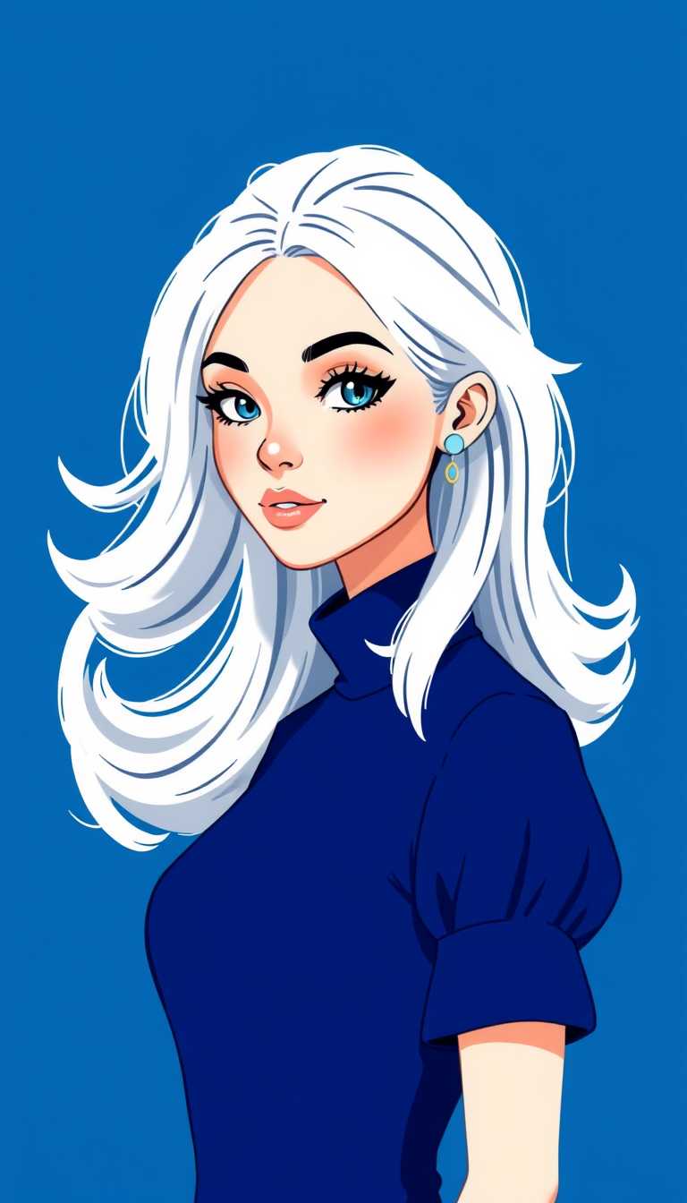 Stylized Illustration of a Woman with Blonde Hair and Blue Eyes