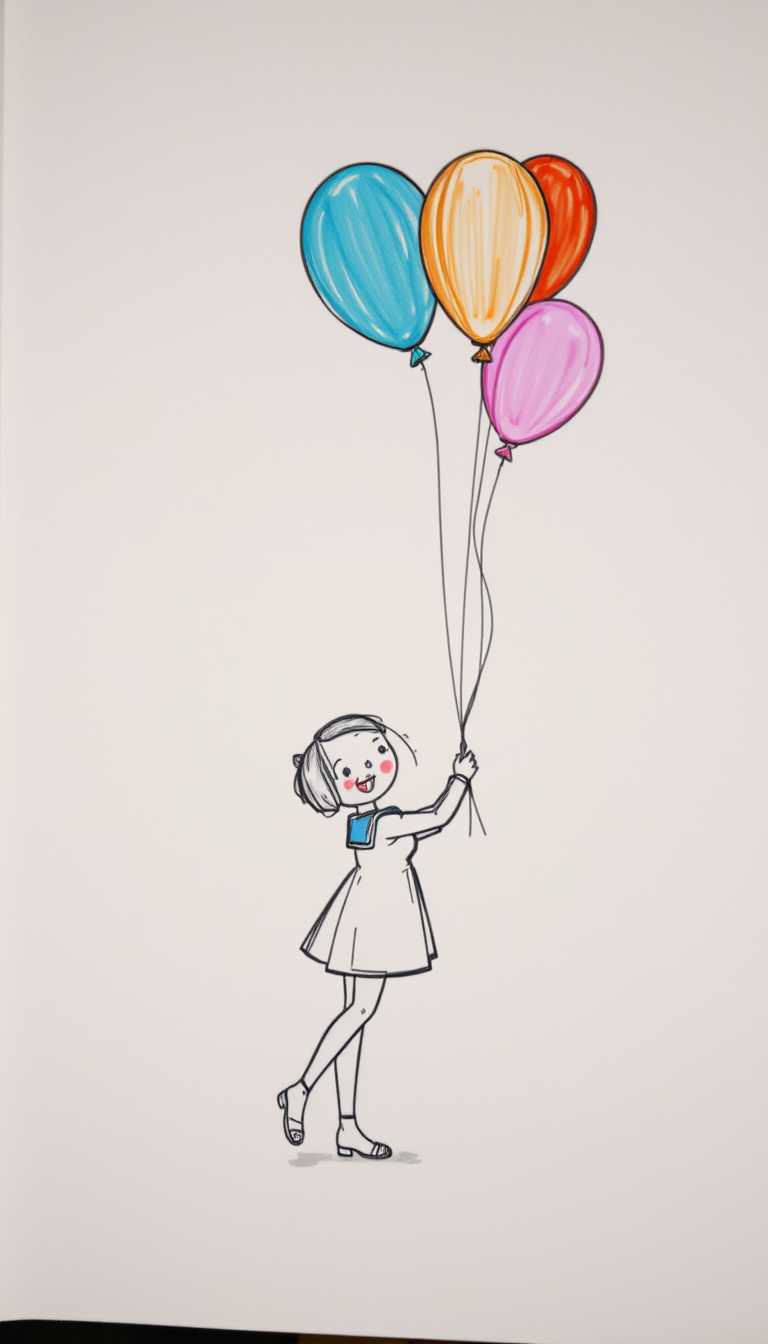 girl with balloon sketch