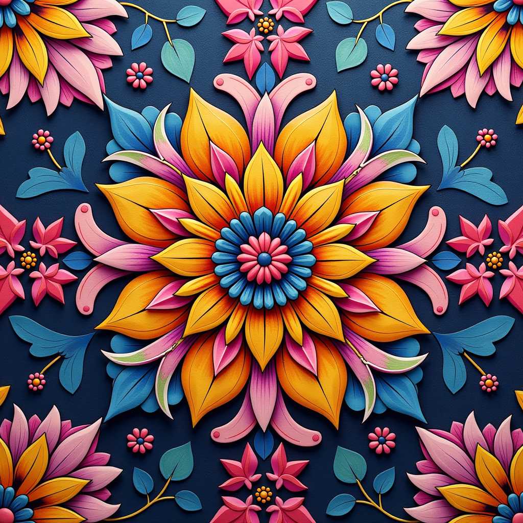  create a colorful textile design. 