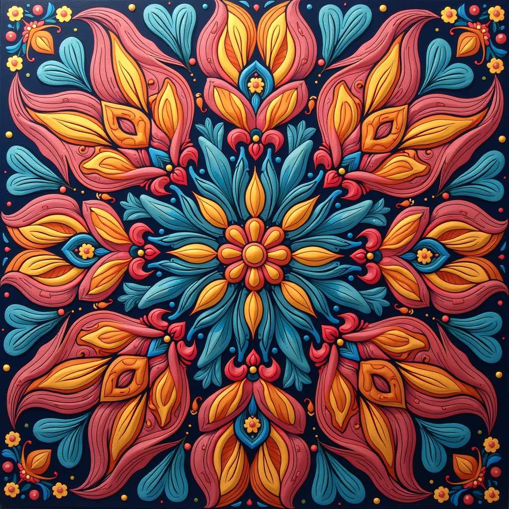  create a colorful textile design. 