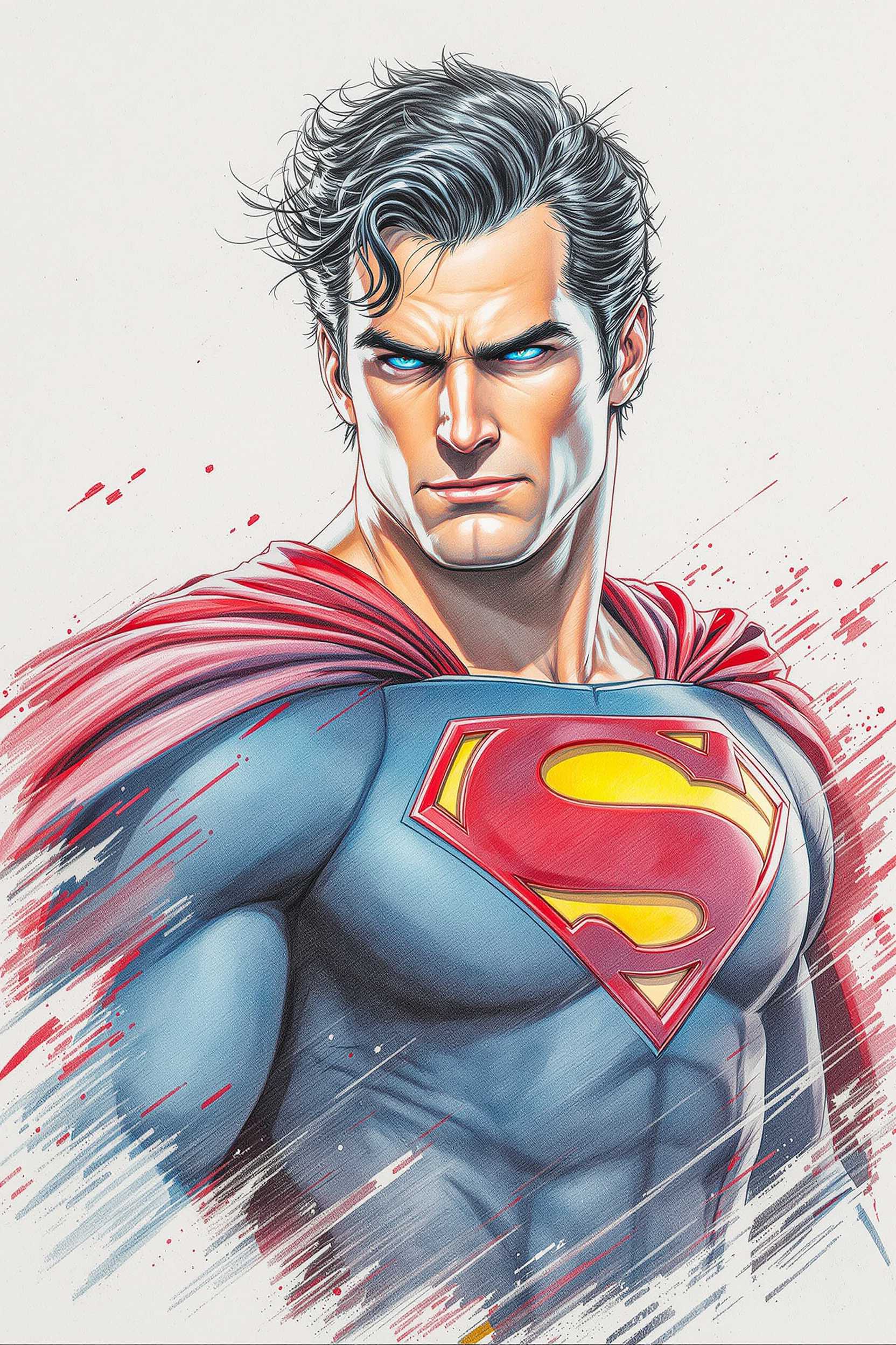 a color pencil drawing of superman in the style of detailed penciling, precision drawing, heavy shading, colorful drawings, hyperrealistic pencil drawings 