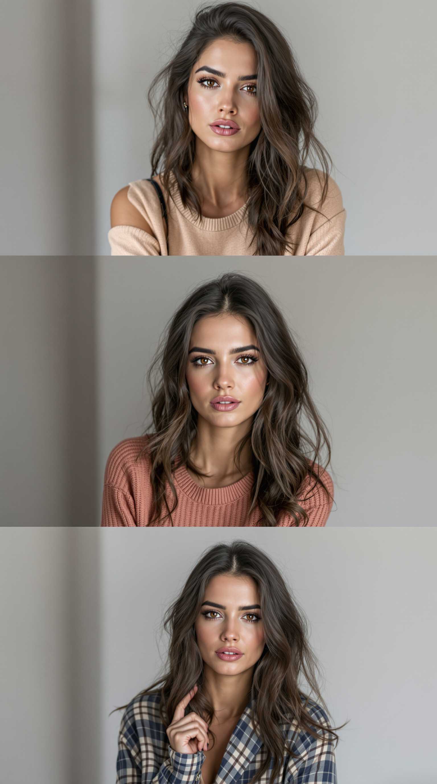 Stylish Woman in Three Different Outfits Fashion Inspiration for Casual and Chic Looks