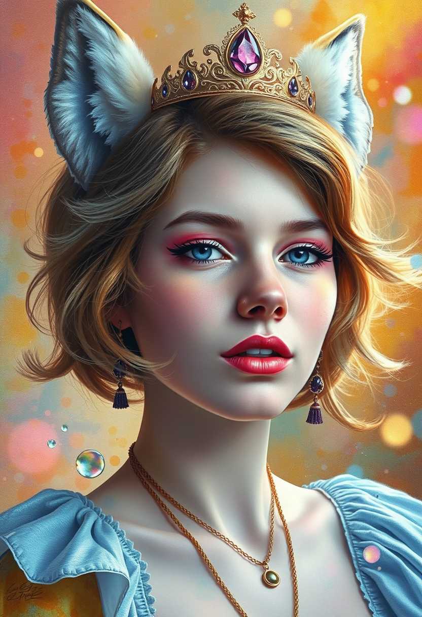 Fantasy Portrait A Princess with Cat Ears and a Crown