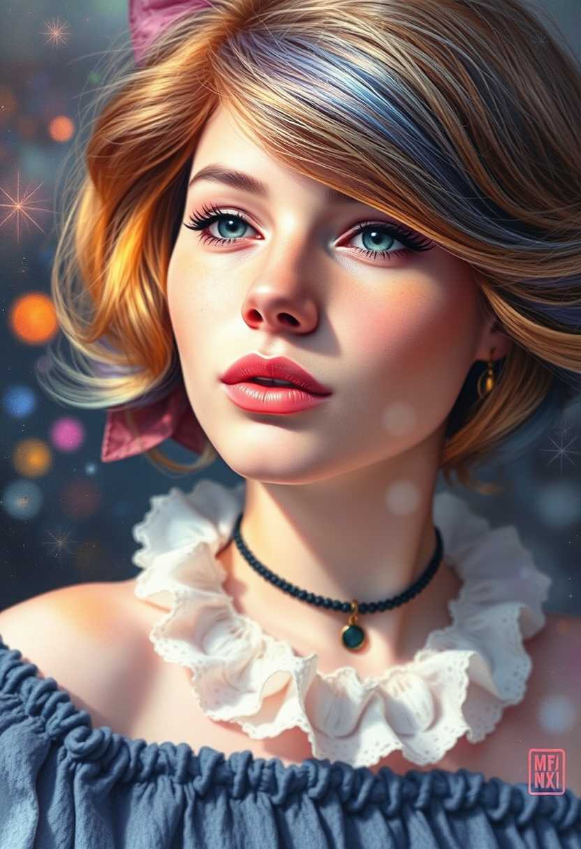 a photo of EmilyFlux,  is the queen of rainbow magic, anime Character Design, Unreal Engine, Beautiful, Tumblr Aesthetic,  Hd Photography, Hyperrealism, Beautiful Watercolor Painting, Realistic, Detailed, Painting By Olga Shvartsur, Svetlana Novikova, Fine Art