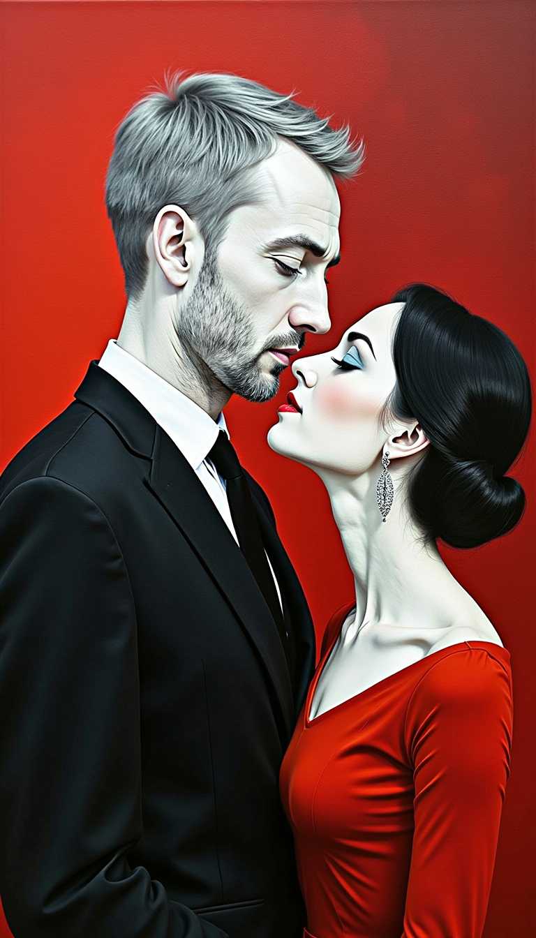 i am the dreamer and you are the dream, a russian cubist surreal painting in red, white and black