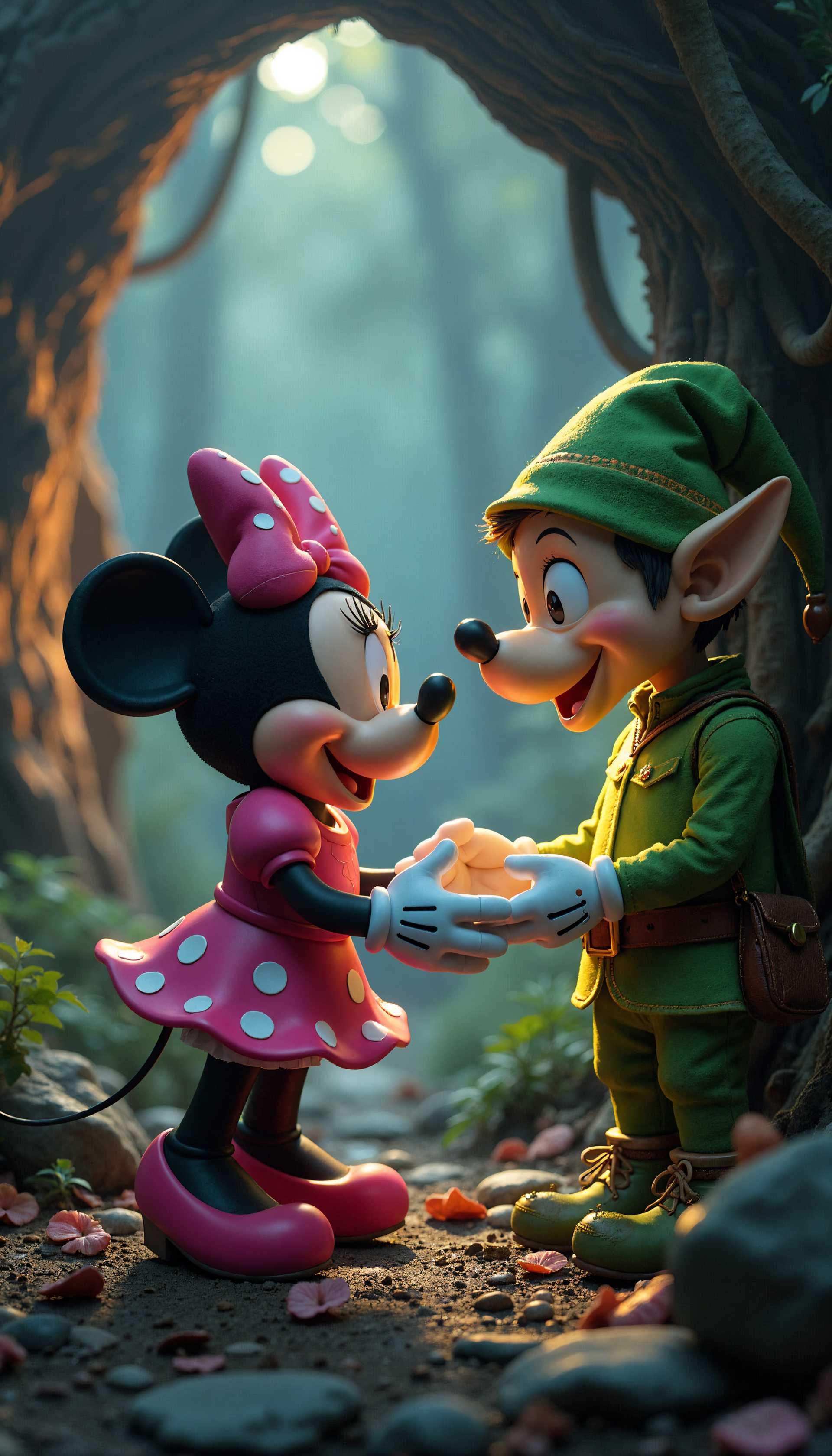 AI-generated image: i need a stronger stimulant - minnie mouse encounters a machine elf