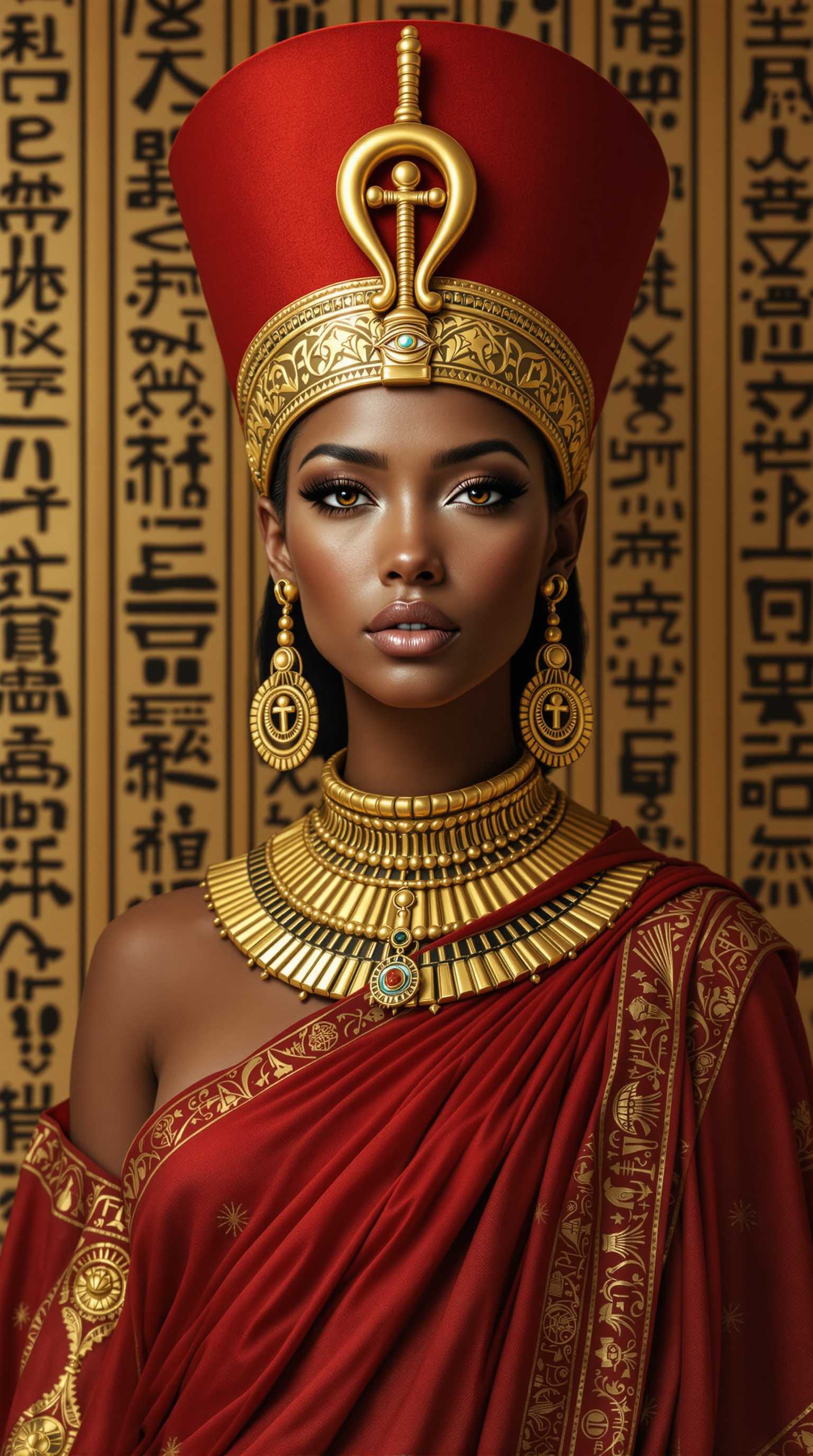 Egyptian Queen Cleopatra Ancient Egyptian Gold and Red Crown Jewelry