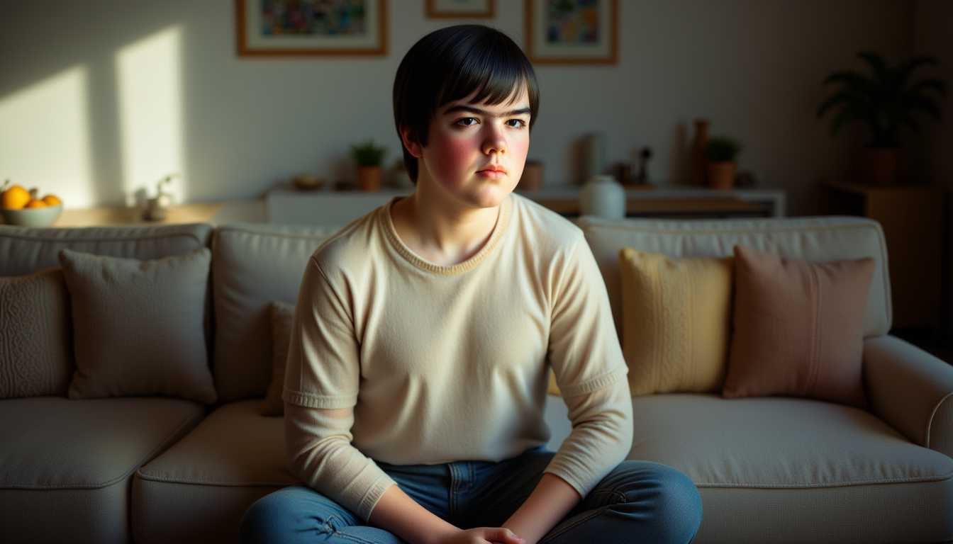 Contemplative Teenager in a Modern Living Room