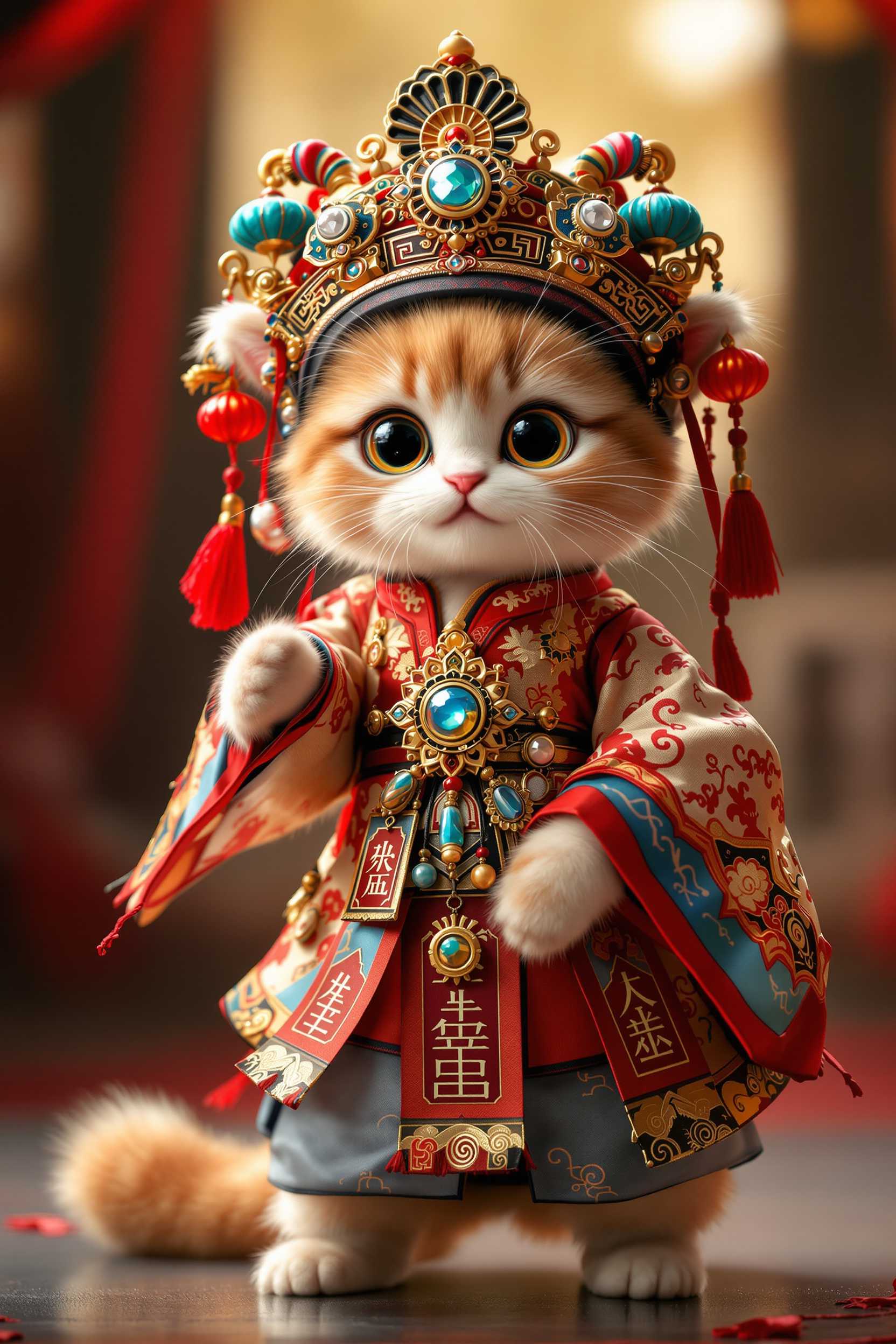 Adorable Cat Dressed in Chinese Imperial Costume
