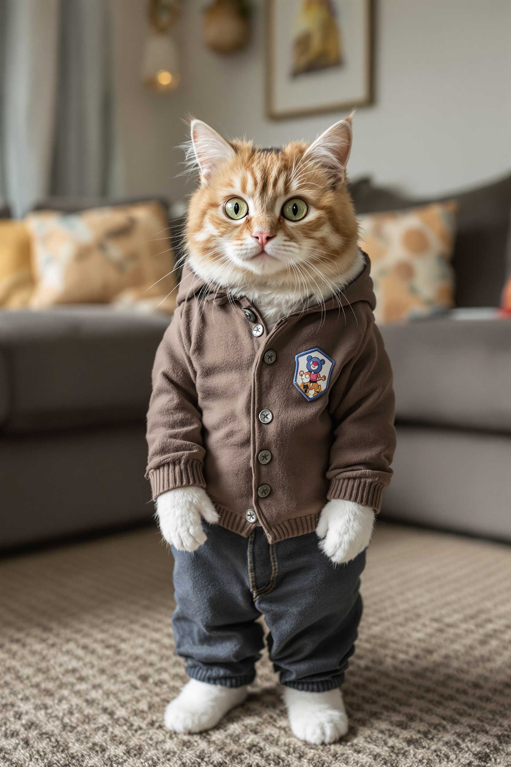Cat in Human Attire: A Whimsical Portrait