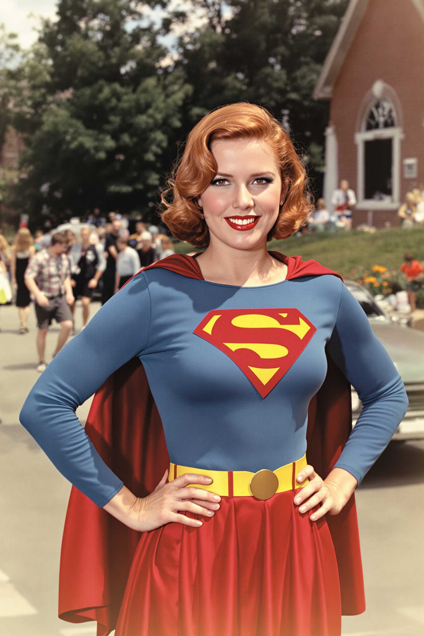 1950s Technicolor, Annette O Toole as red head Supergirl, in Smallville,