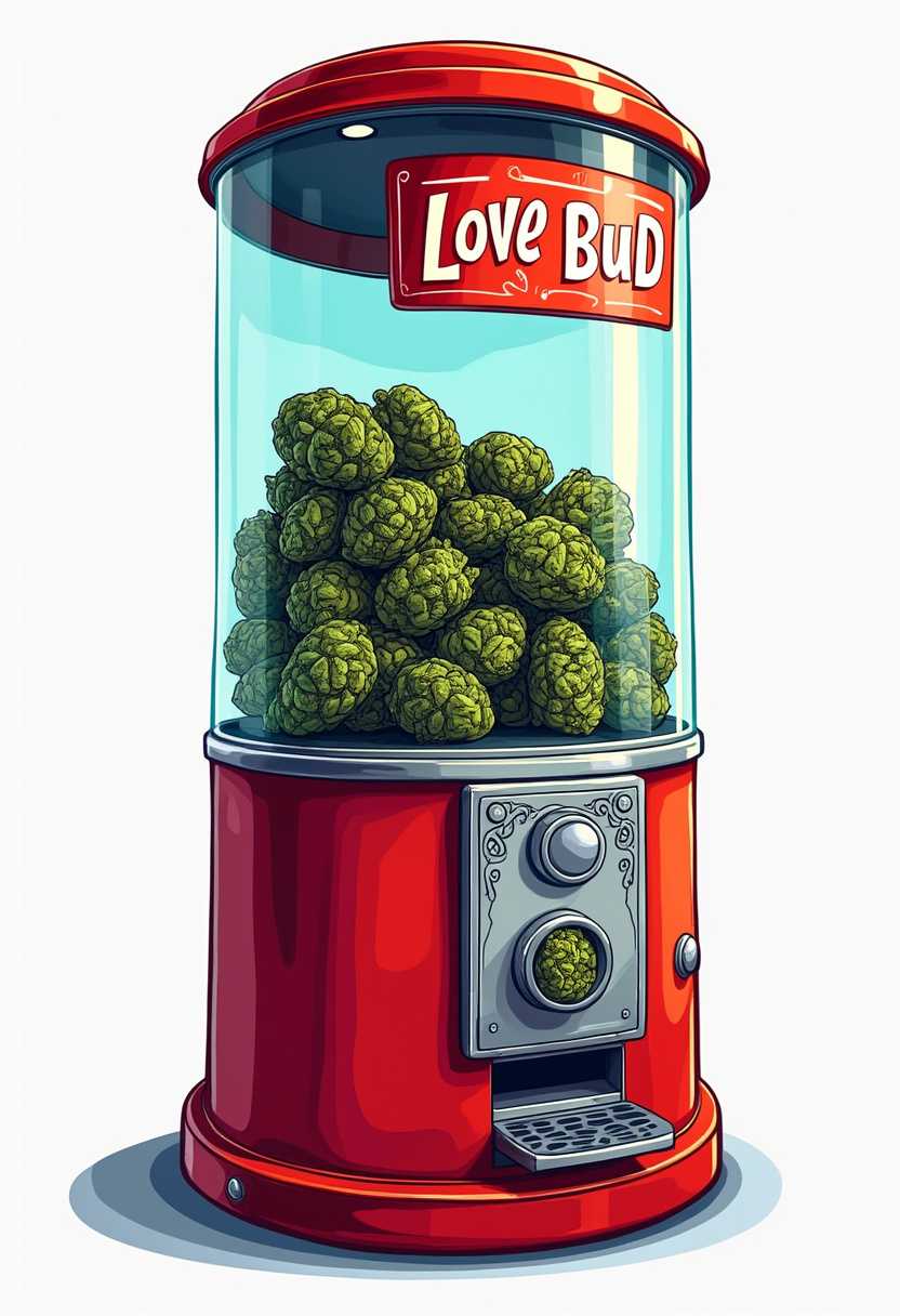 Red Gumball Machine with Green Gumballs