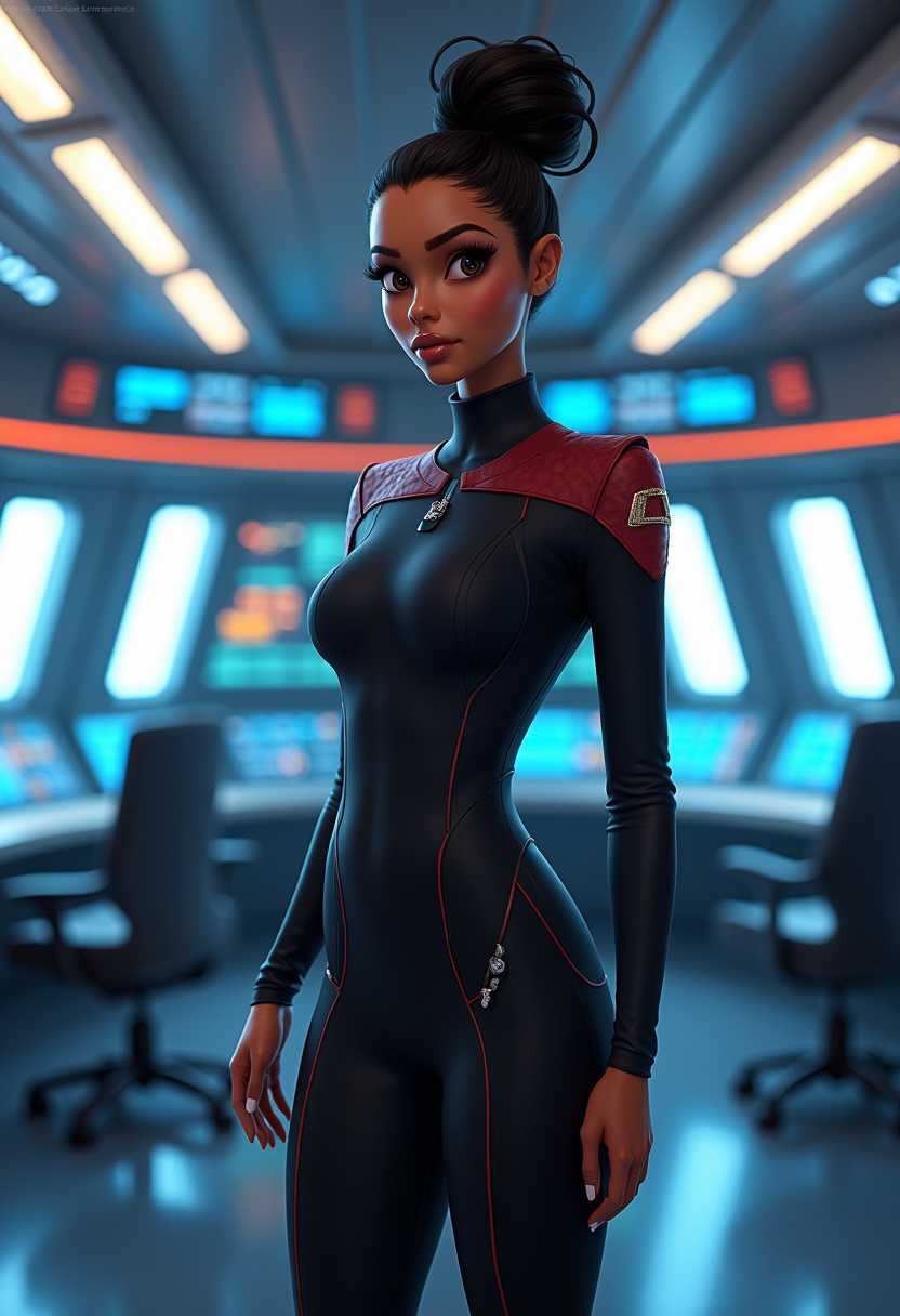 Female SciFi Character in Futuristic Space Station