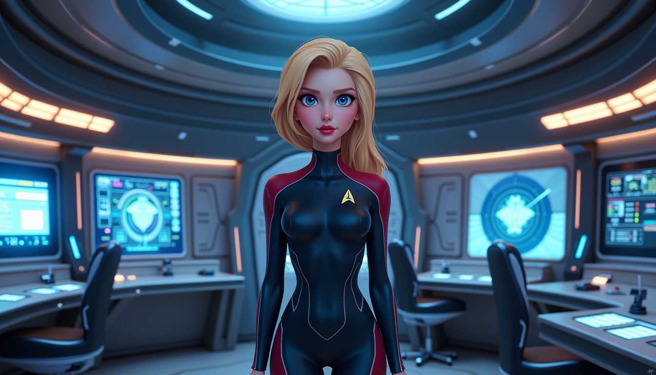 Futuristic Command: Starfleet Officer in Control Room