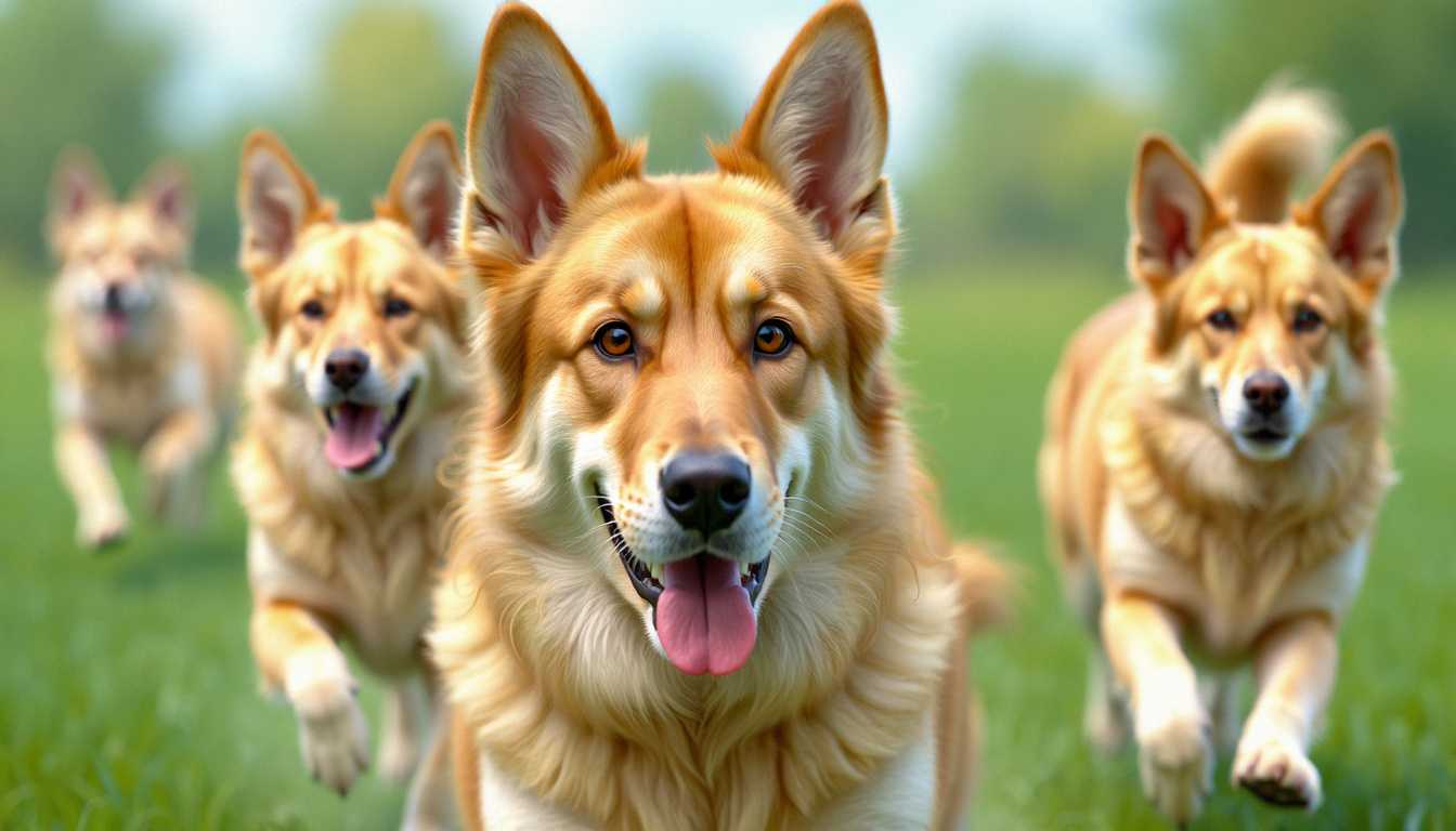a golden retriever cartoon running