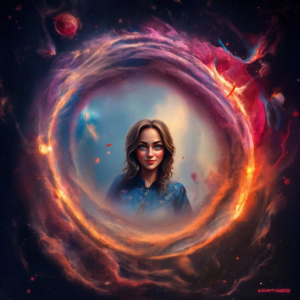 Futuristic Portrait of a Woman in a Cosmic Swirl