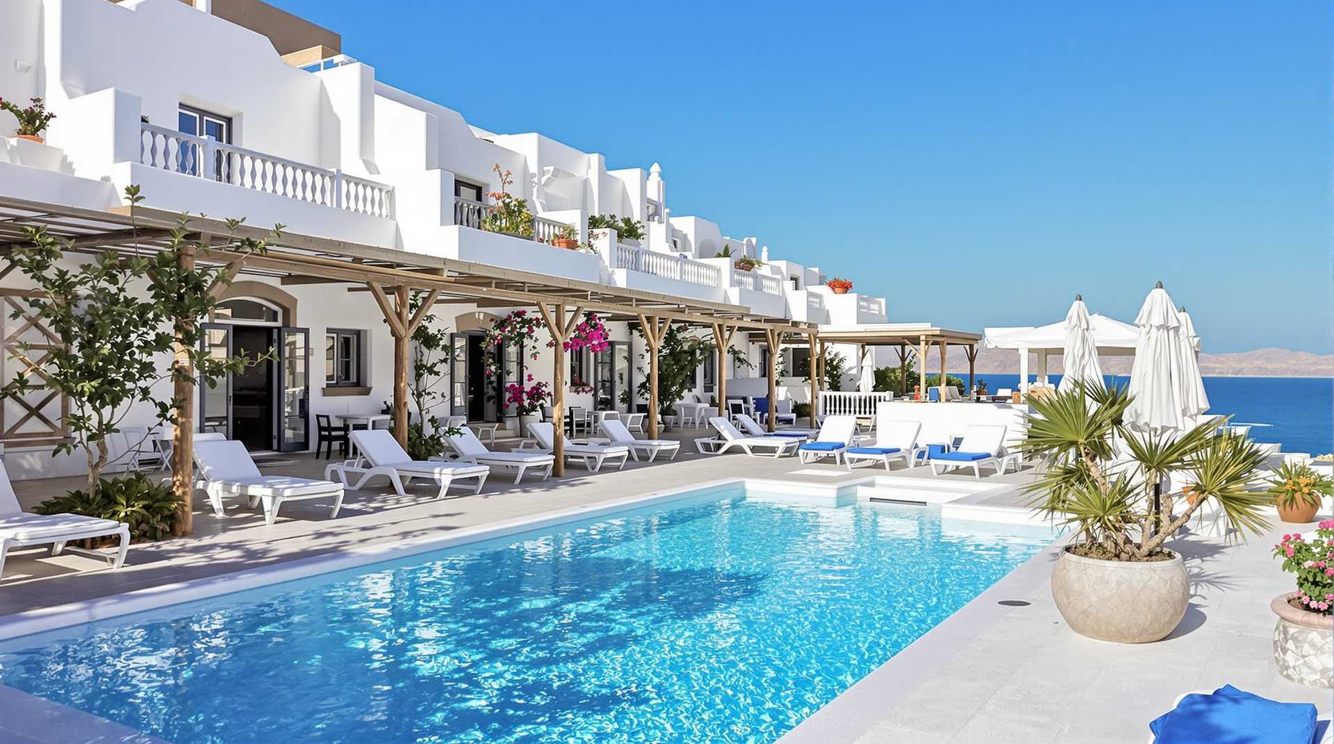 Luxury  hotel and resort bedroum - mykonos style