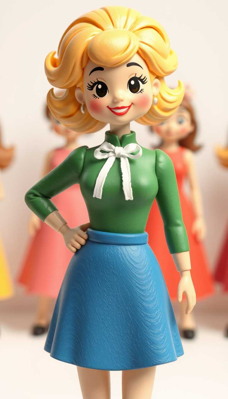 Blonde Doll with Green Dress and Bowtie