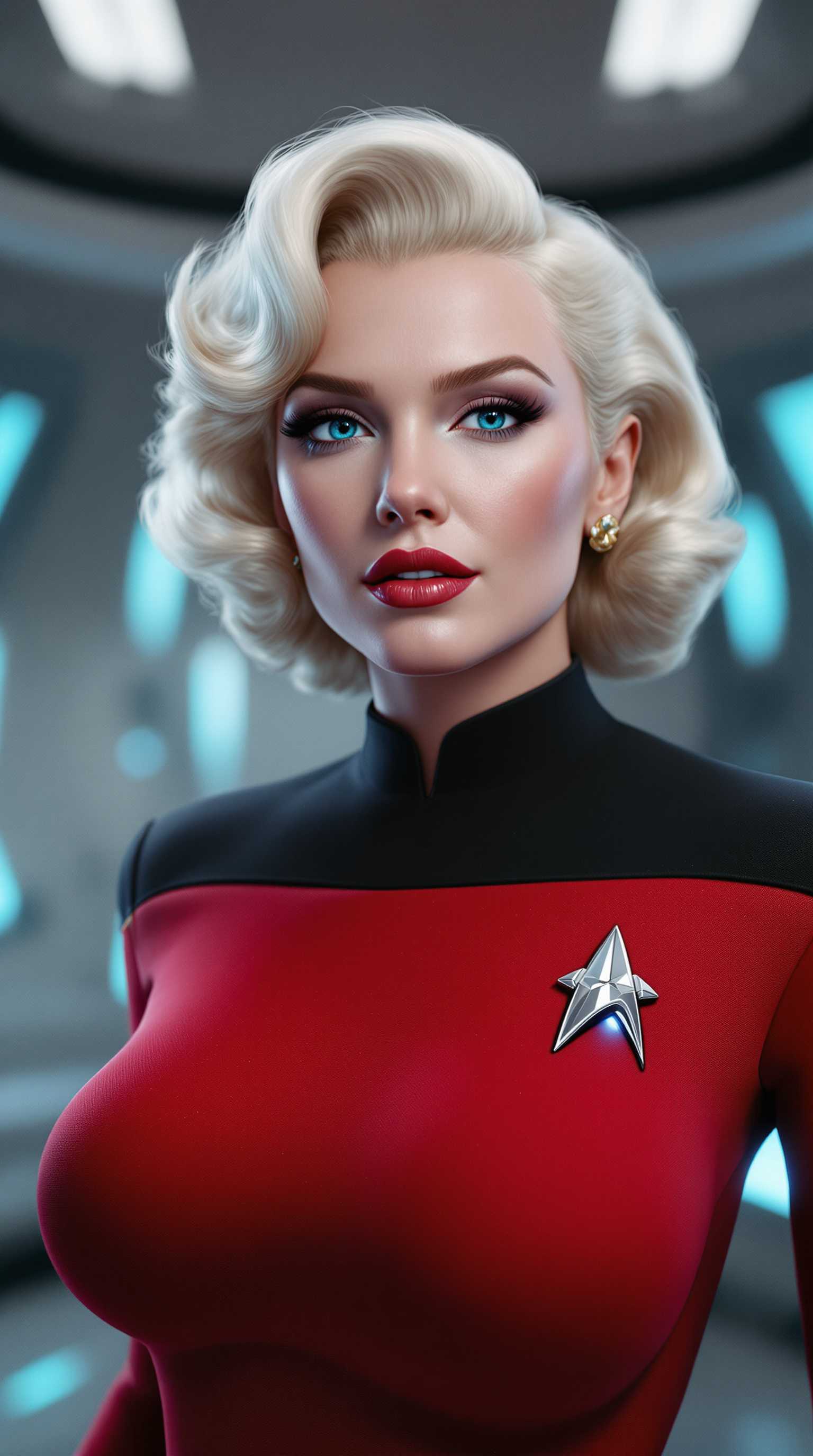 Stylish Female Character in Star Trek Uniform