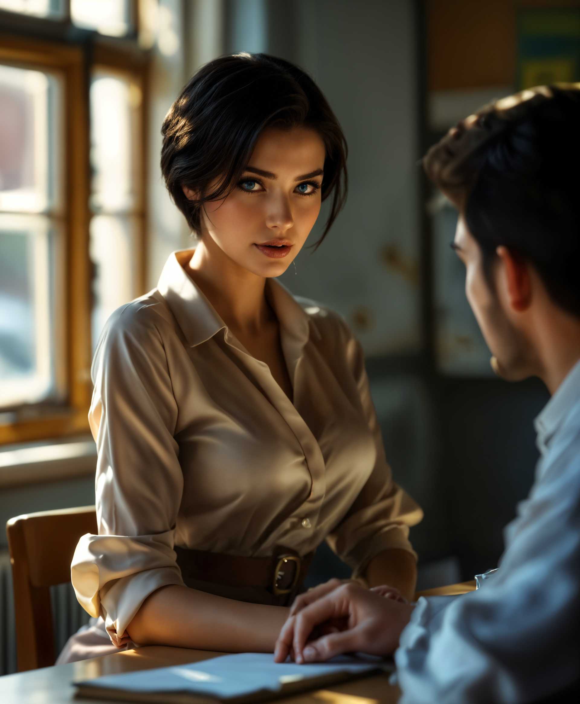 AI-generated image: masterpiece, best quality, highres, sharp image, more detail, A captivating scene depicting a female