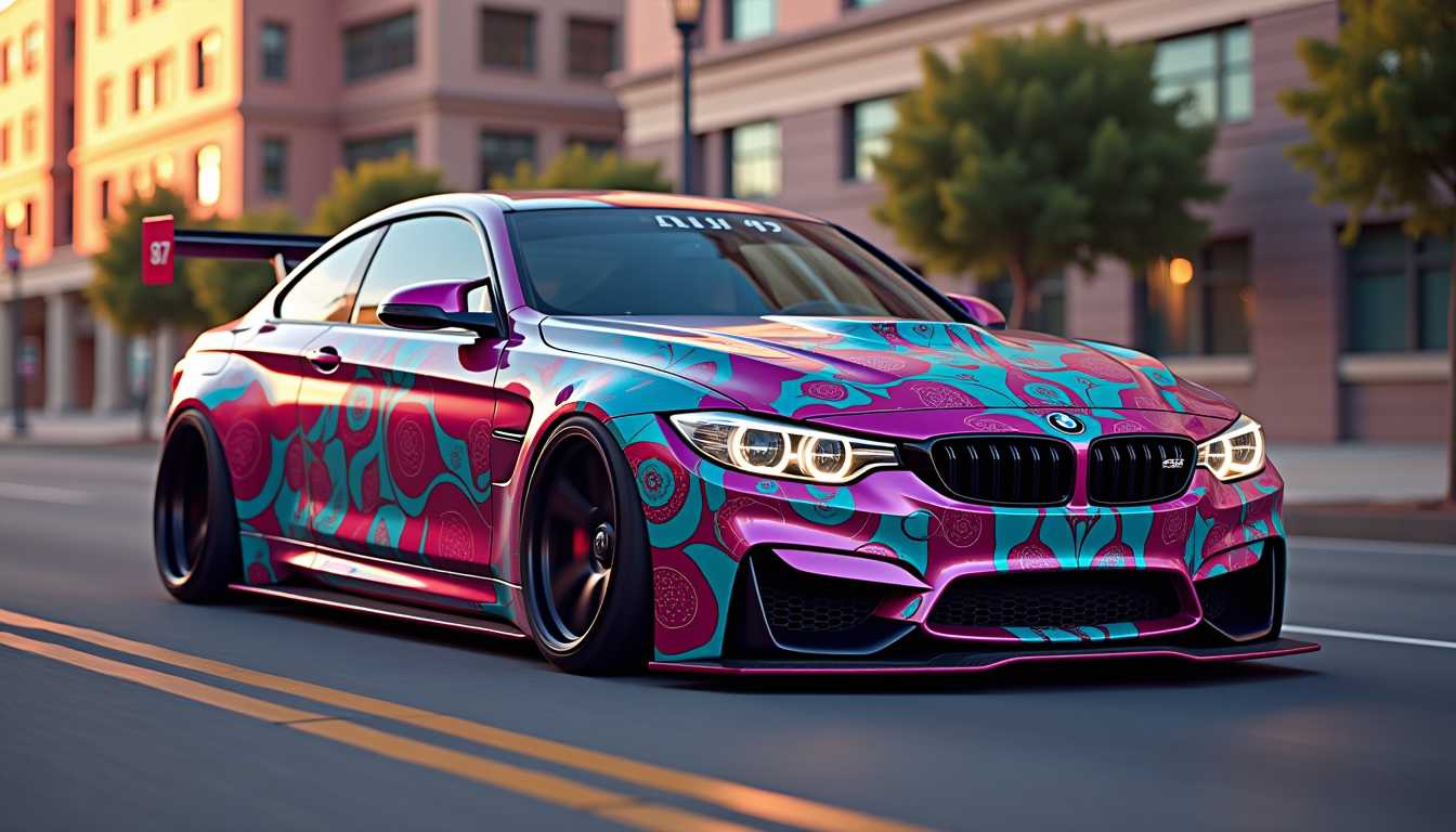 fancy car decal design of onlyfans woman color