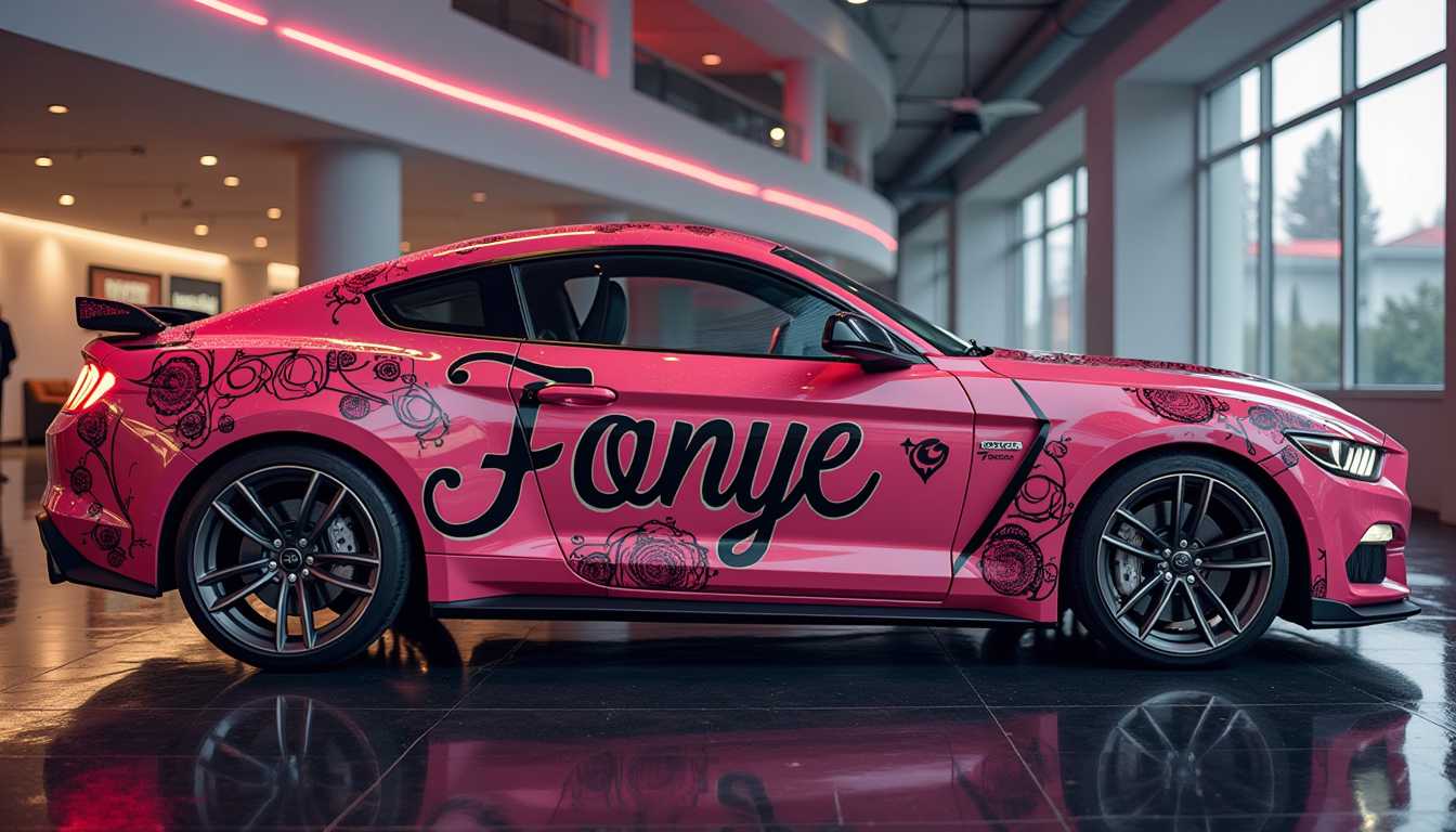 fancy car decal design of onlyfans woman color