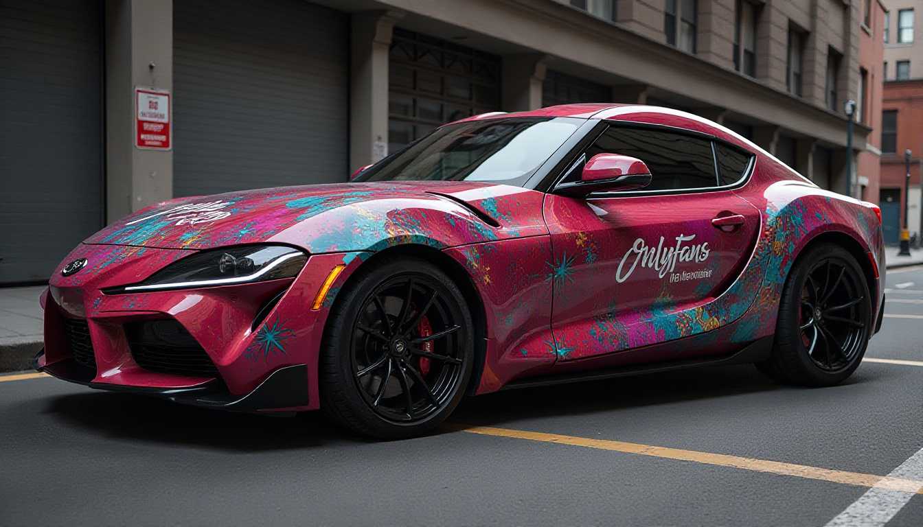 fancy car decal design of onlyfans woman color