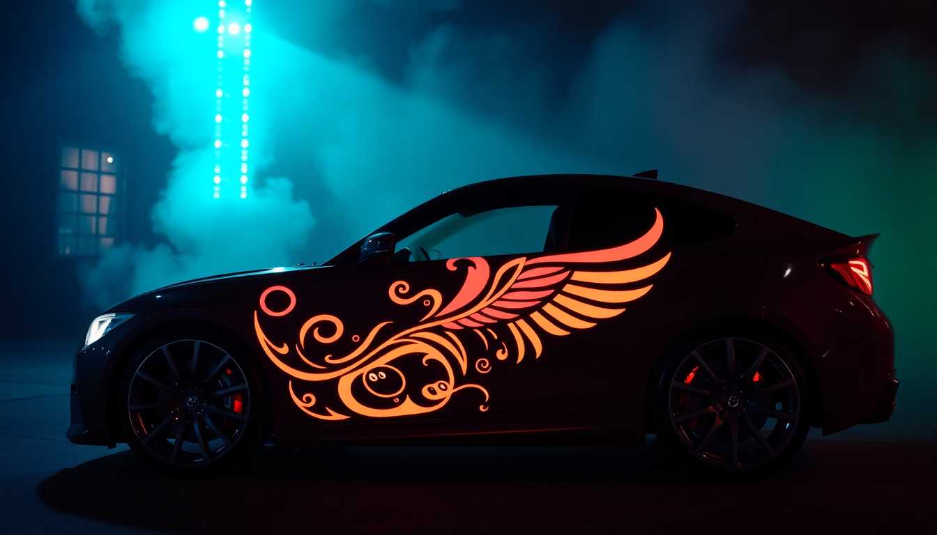 fancy car decal design of onlyfans woman color