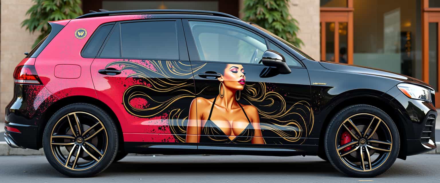 Customized SUV with Artistic Graphic Wrap