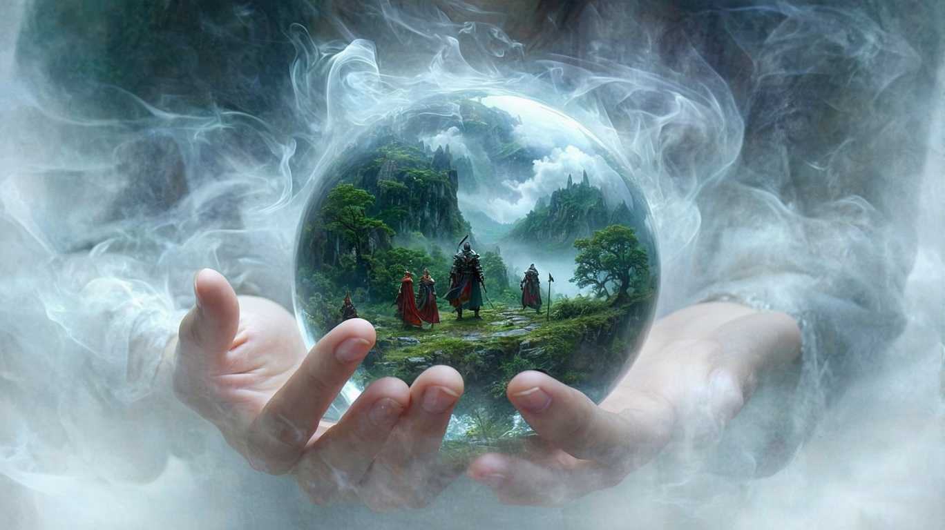 Fantasy Art Hand Holding Crystal Ball with Scenery