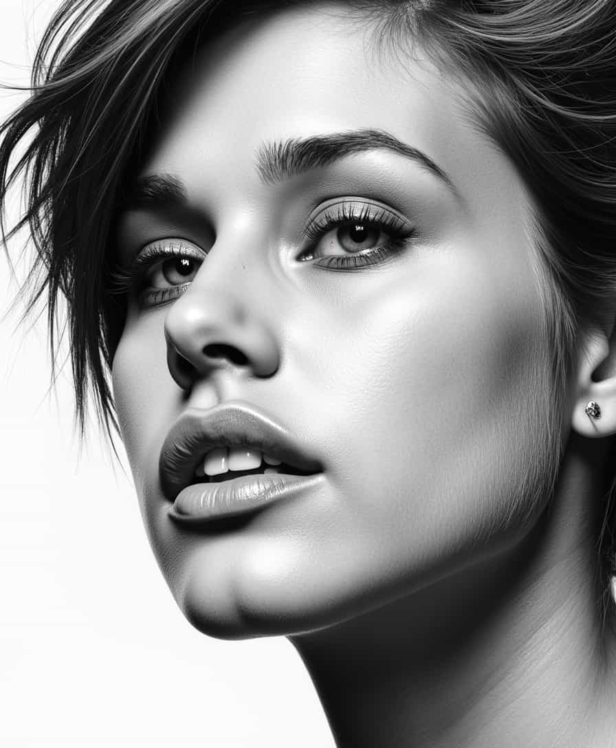 Stylish Woman with Short Hair and Earring
