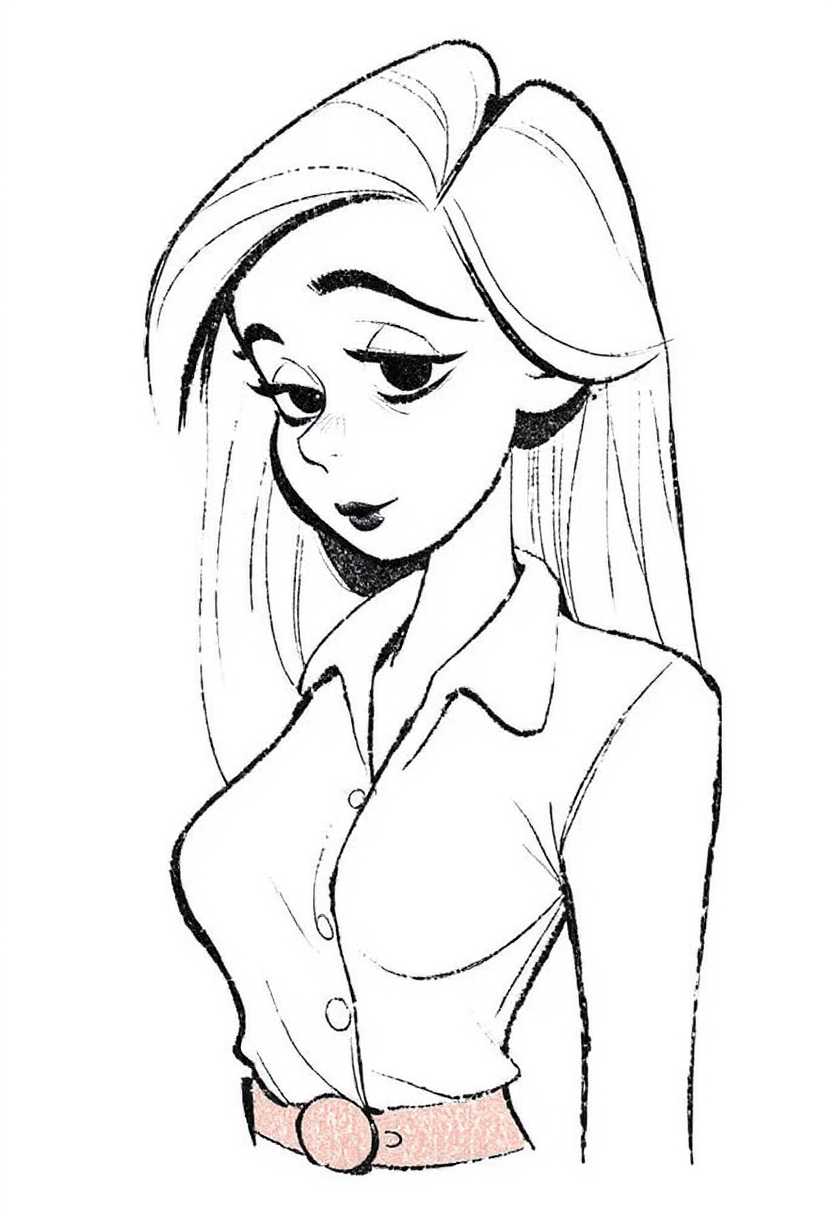 retro cartoon woman sketch
