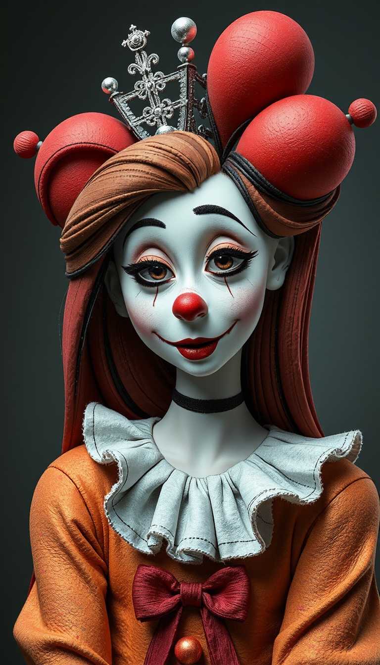 2d layered portrait of a clown princess
