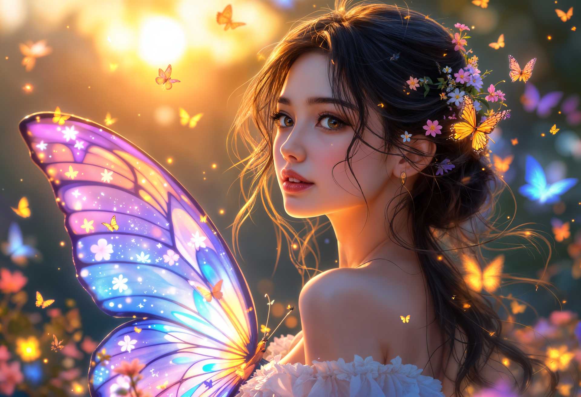 Enchanted Garden with Floral Butterfly