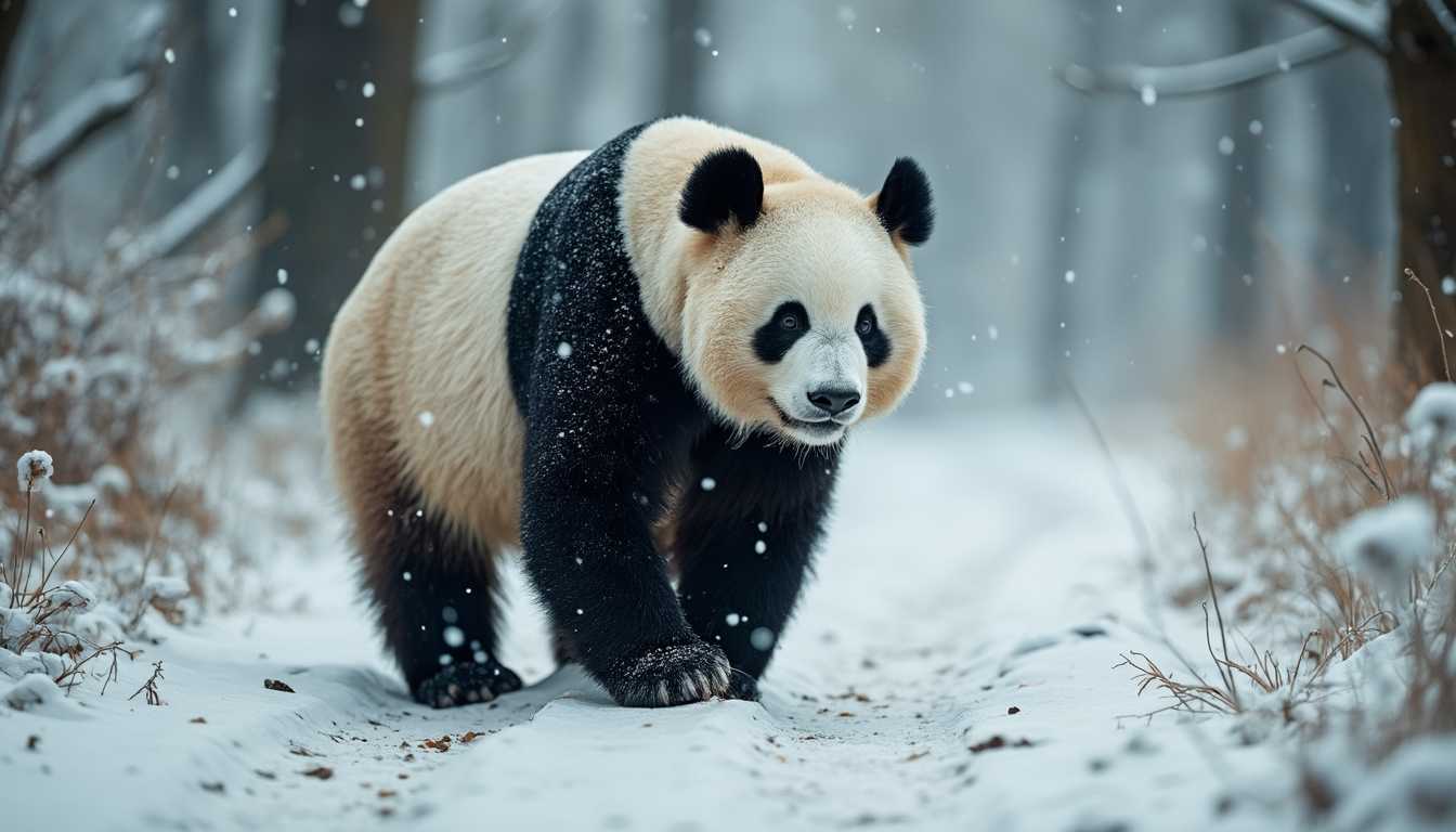 Panda in Winter Wonderland