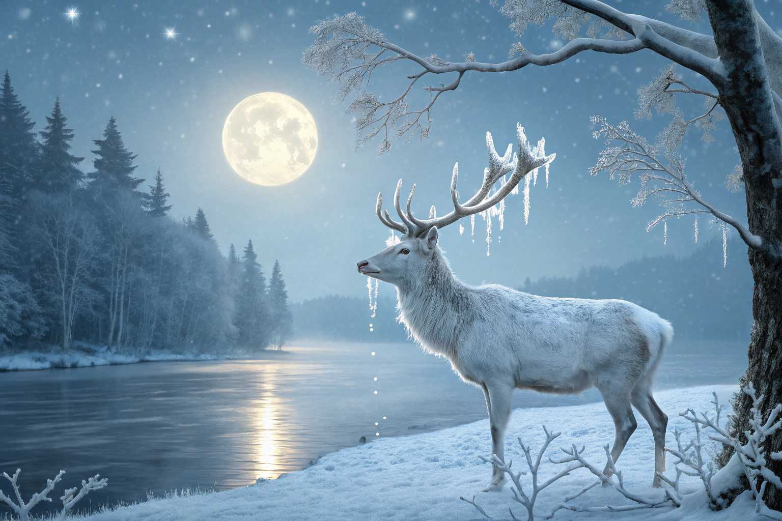 Winter Night Serenade: The Majestic Stag