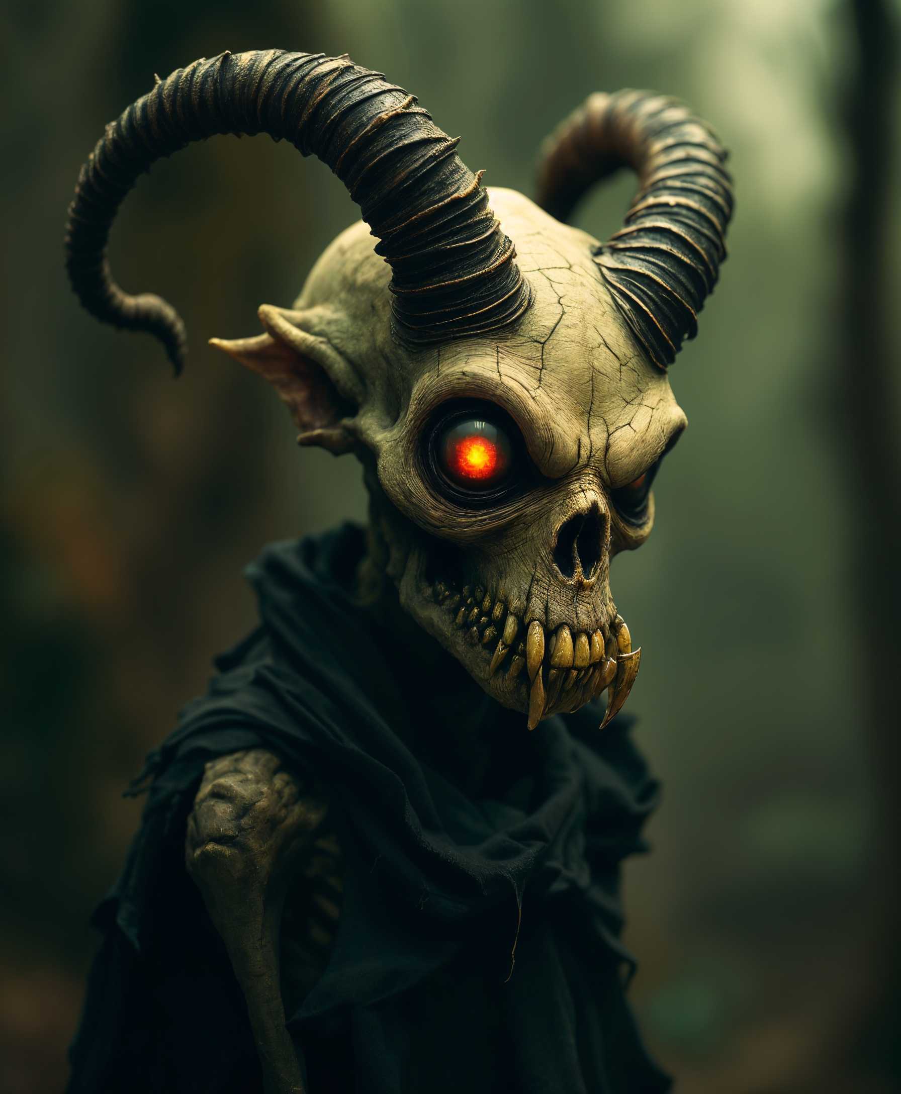 AI-generated image: Create an image of a **Bugle Monster**, an ethereal creature from the depths of nightmares:
- **Vis