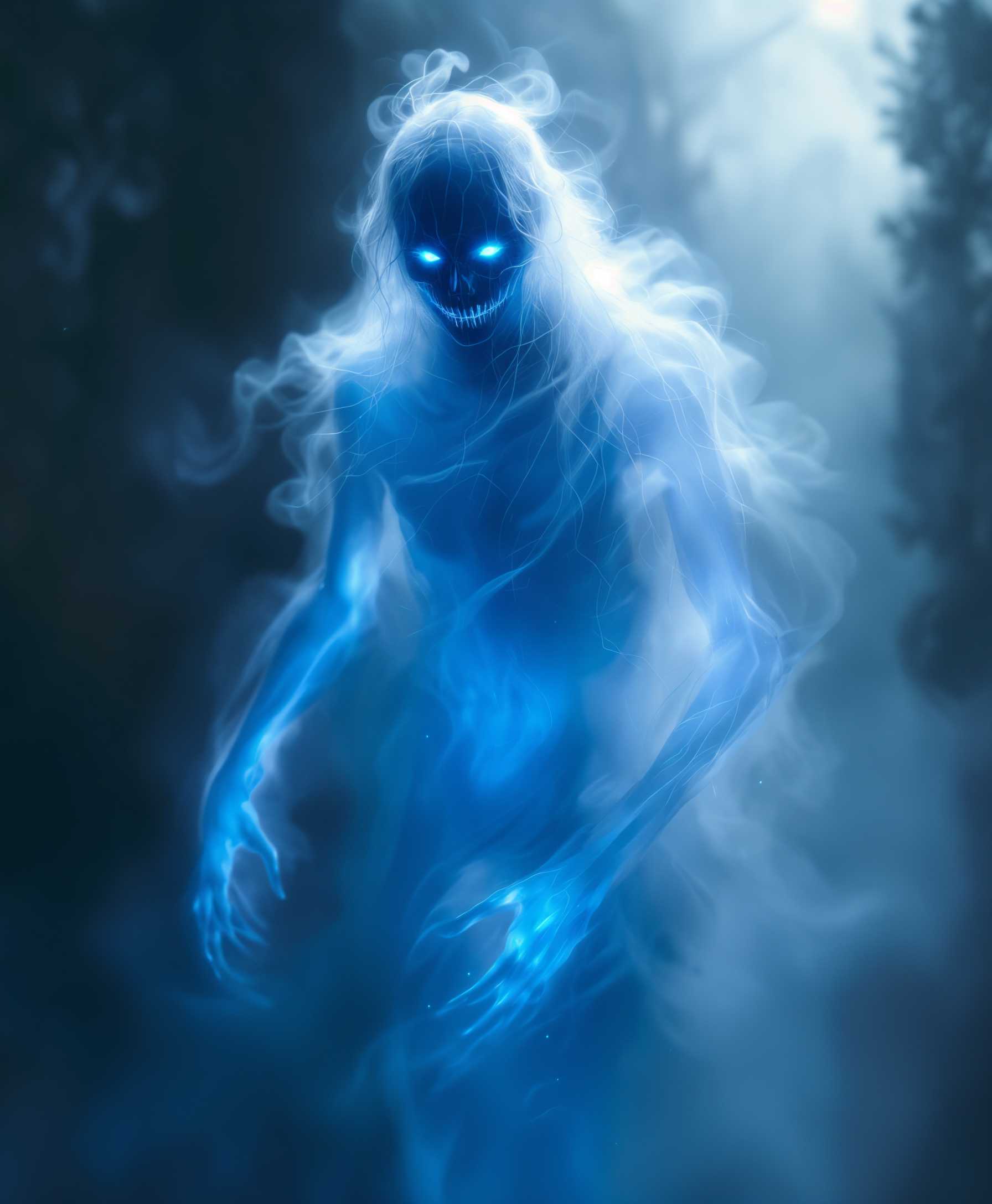 AI-generated image: Create an image of a **ghostly apparition**:
- **Subject**: A spectral entity, predominantly compos