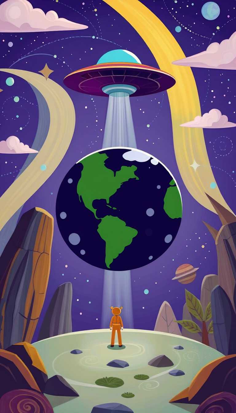 ufos visit planet Earth, cartoon