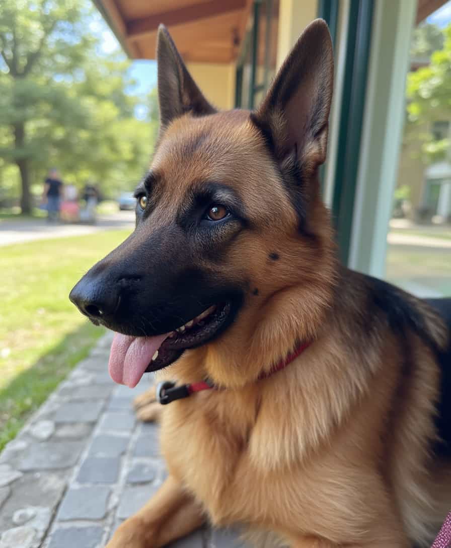 Relaxed German Shepherd Enjoying a Sunny Day